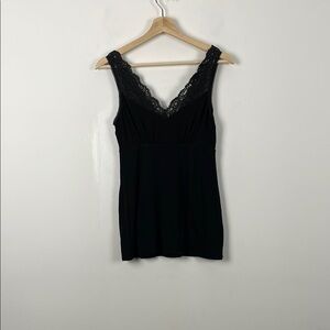 Express Babydoll Fairy Elegant Black Lace Trim Y2K Sleeveless Womens S Tank Top